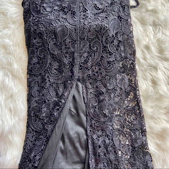 Maniju Black Lace Evening Gown Deep V Neck Dress - Picture 2 of 7